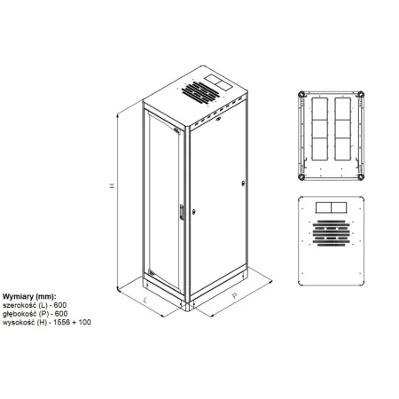 Szafa Rack 19 33u 600x600 Drzwi Szklane Cokół